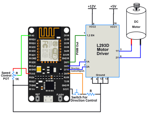 NODE MCU INTERFACING WITH DC MOTOR