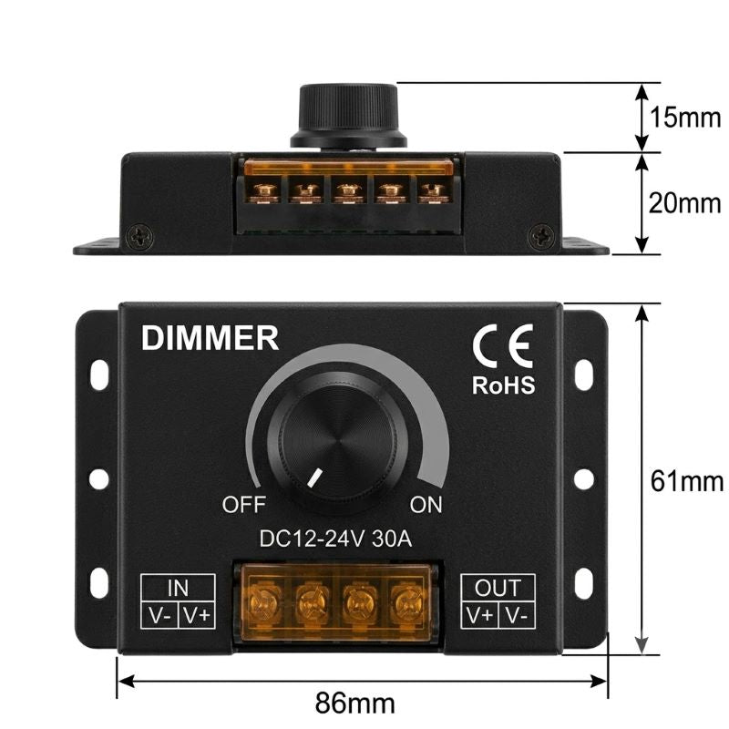 Dimension of 12V_24V_DC_30A_Adjustable_LED_Dimmer_Dimensions