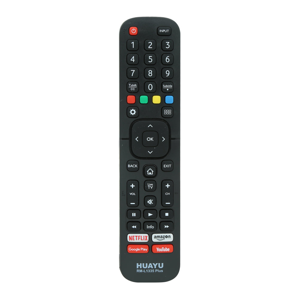 HUAYU RM‑L1335+ IR Remote – Compatible with Hisense & VU Smart TVs