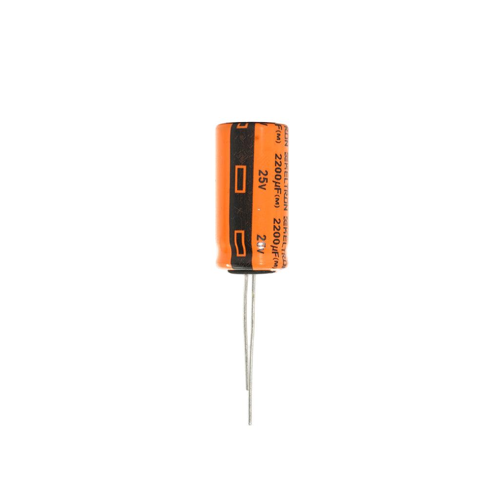 KELTRON 2200 uF/25 V Cylindrical Electrolytic Capacitor with orange and black color