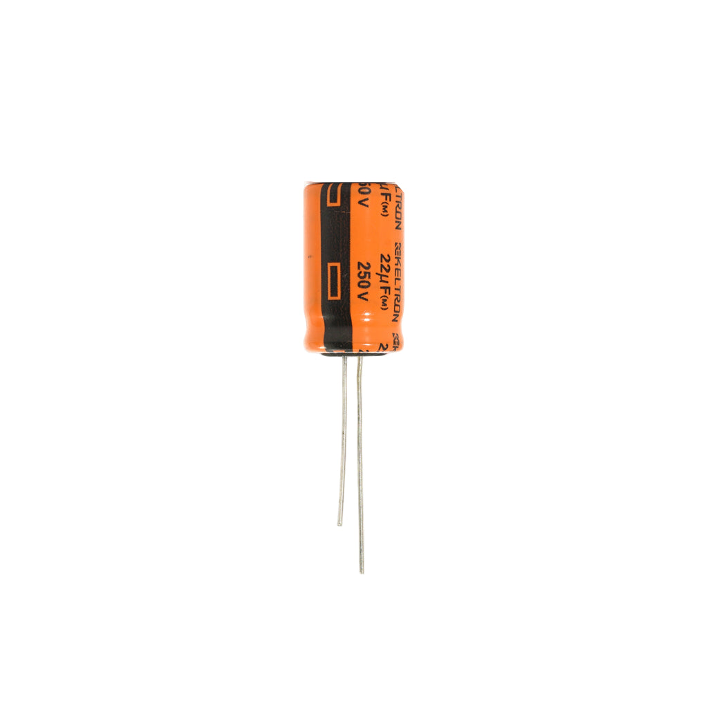 KELTRON 22 uF/250 V Radial Electrolytic Capacitor with orange and black color 