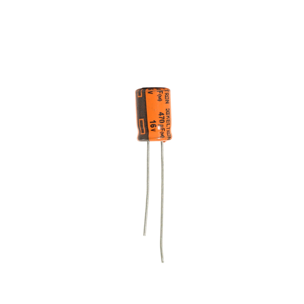 KELTRON 470 uF/16 V Cylindrical Electrolytic Capacitor with orange and black color 