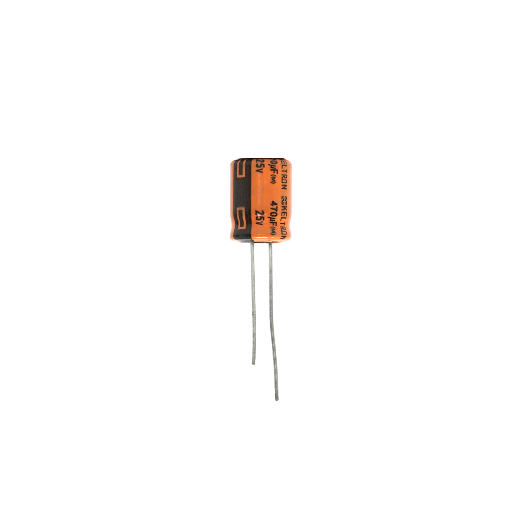 KELTRON 470 uF/25 V Cylindrical Electrolytic Capacitor with orange and black color 