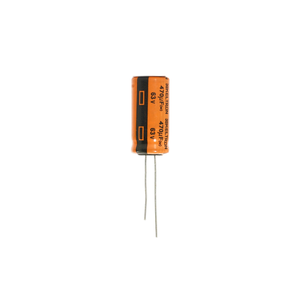 KELTRON 470 uF/63 V Cylindrical Electrolytic Capacitor with orange and black color 