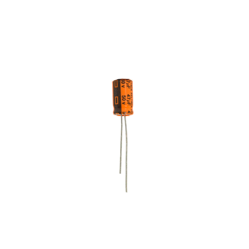 KELTRON 47 uF/50 V Cylindrical Electrolytic Capacitor with orange and black color 