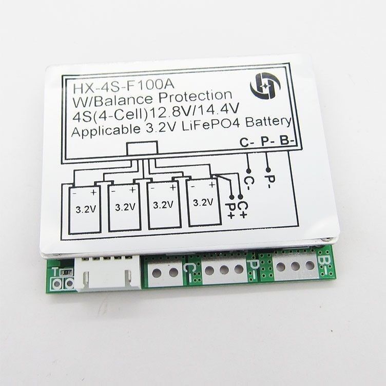 4S 12.8V 100A LiFePO4 BMS Protection Board (HX-4S-F100A) close
