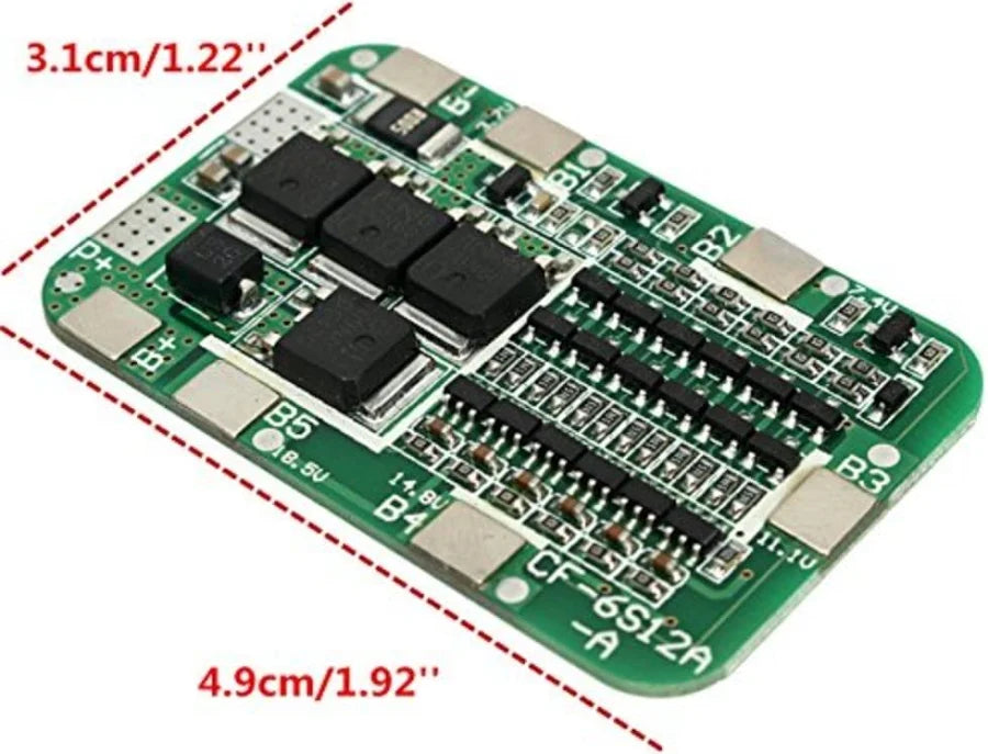 6S 12A Li-Ion Battery BMS Module – 22.2V Protection Board