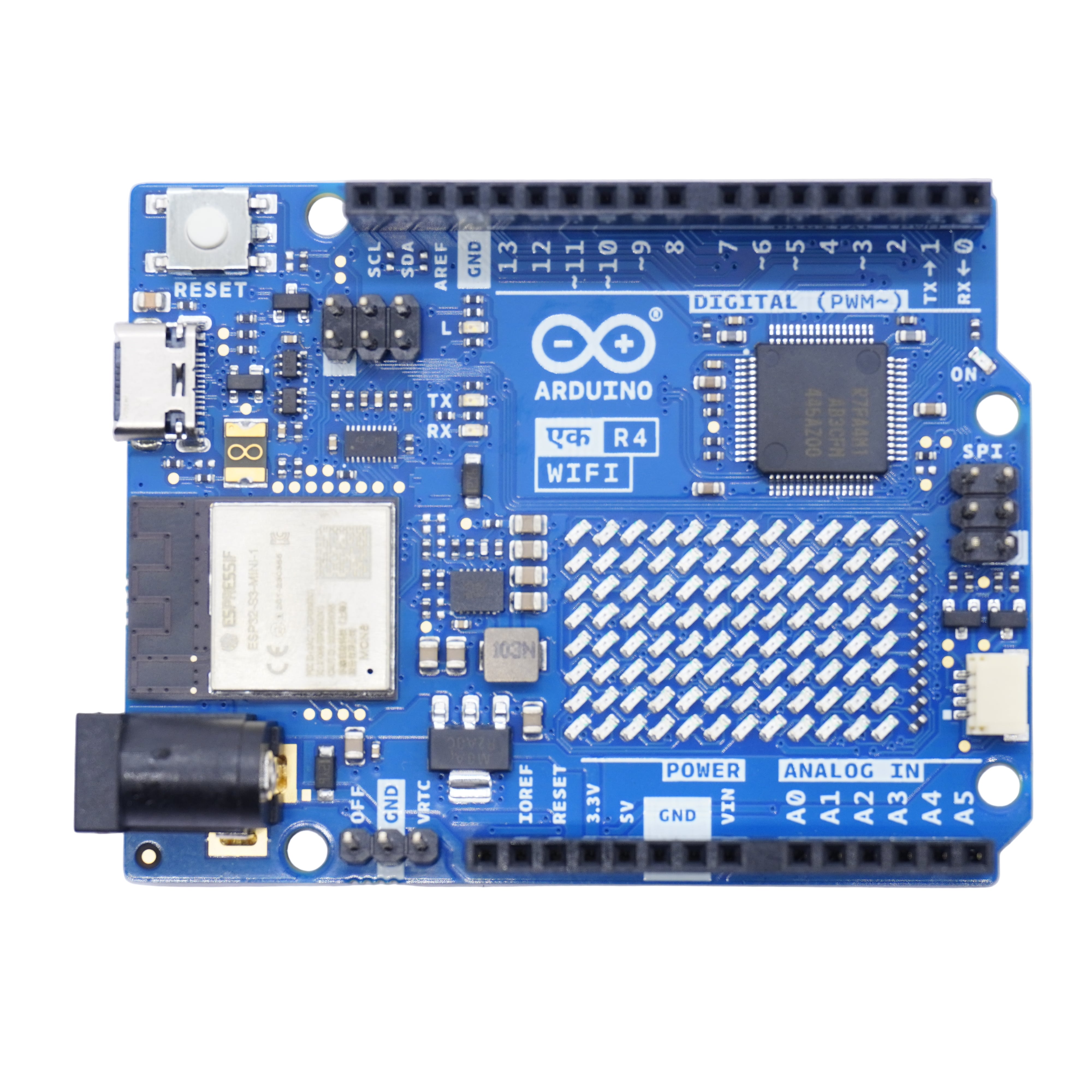 Original Arduino UNO EK R4 WiFi Board with ESP32-S3 and Renesas RA4M1 FRONT