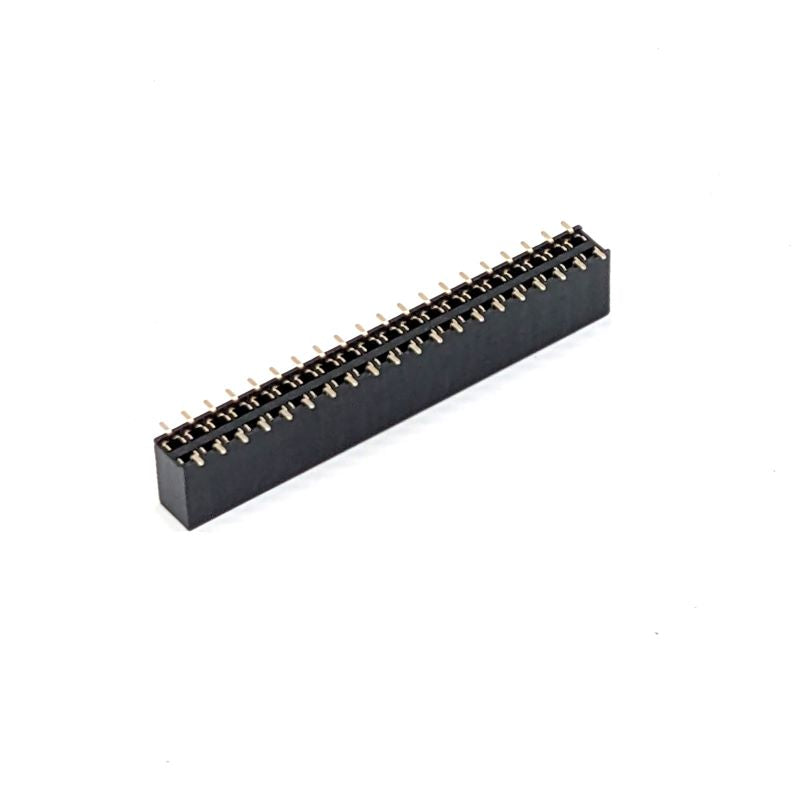40-pin 20x2 double row female SMD header berg strip with a 2.54mm pitch, highlighting the surface mount contact pads.