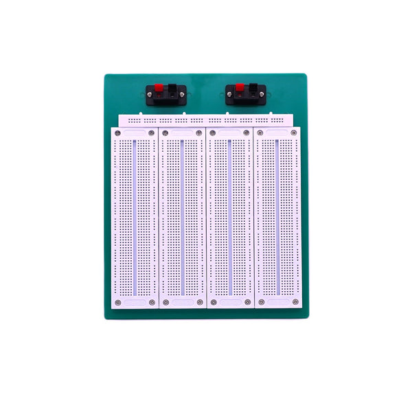 Top View of Solderless Breadboard_ZYB500 Green 2860 Point Single PowerLane 200 Points for power. Elevated Base with bushes.