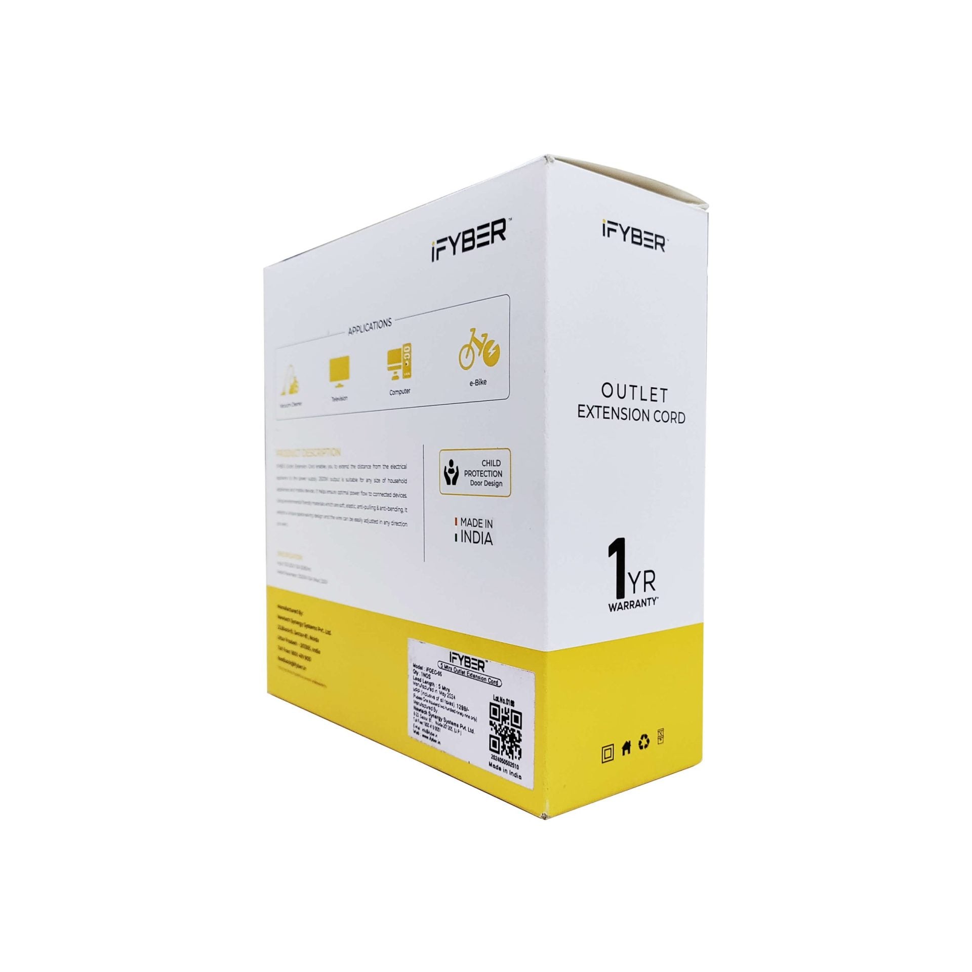 IFYBER IFOEC-05 5 Meter Outlet Extension Cord Power Cable 2