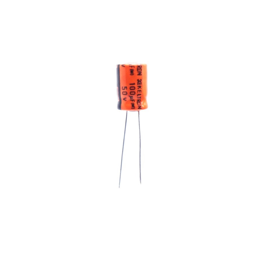 KELTRON 100 uF/50 V Cylindrical Electrolytic Capacitor with orange and black color 