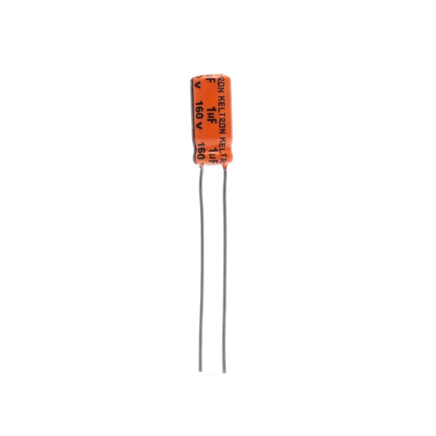 KELTRON 1 uF/160 V Radial Electrolytic Capacitor with orange and black color 