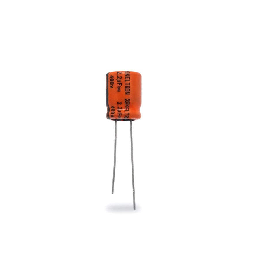 KELTRON 2.2 uF/400 V Radial Electrolytic Capacitor with orange and black color 