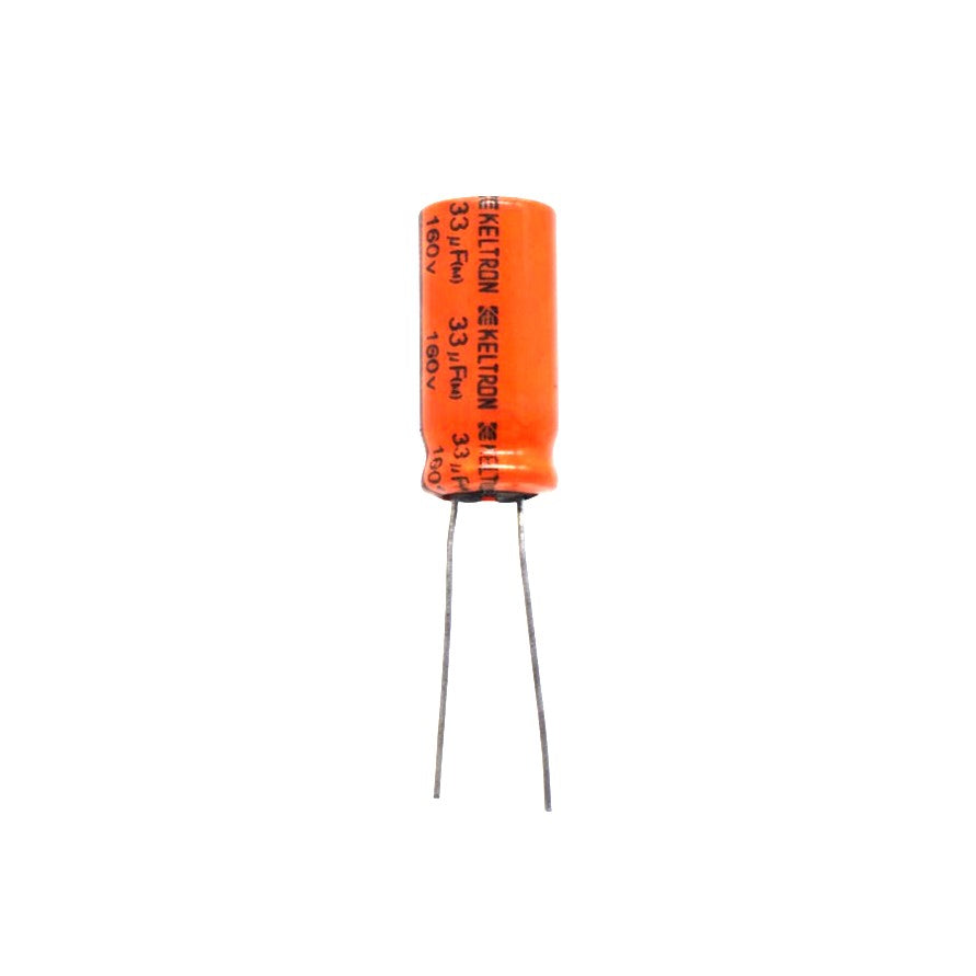 KELTRON 33 uF/160 V Cylindrical Electrolytic Capacitor with orange and black color 