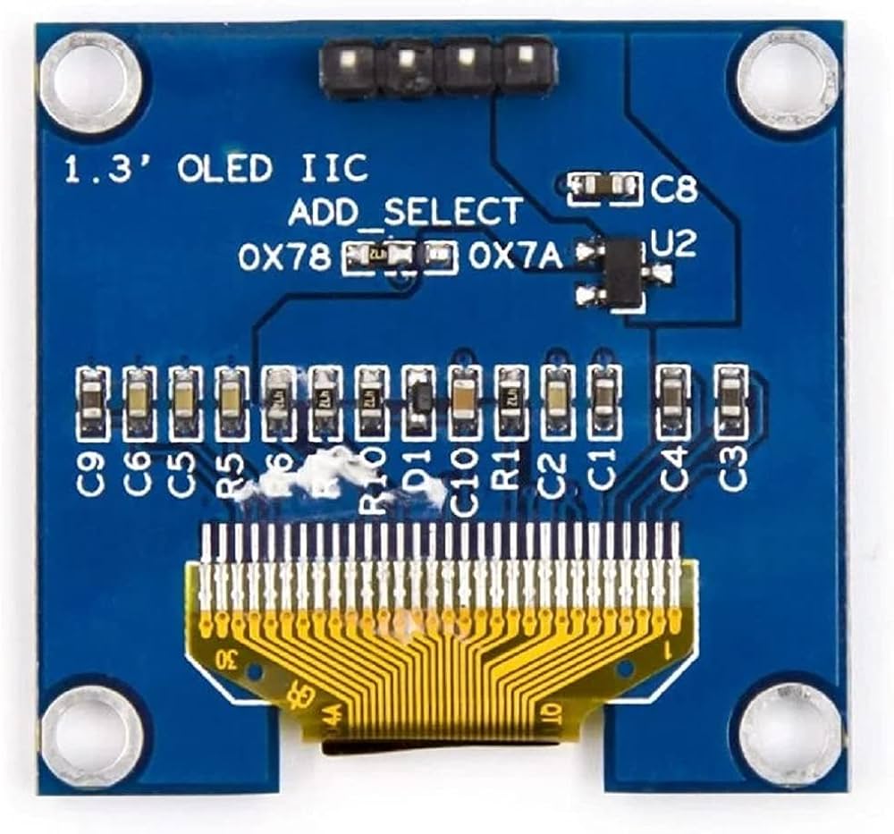 1.3 Inch OLED Display Module 128x64 – 4 Pin I2C Blue Screen