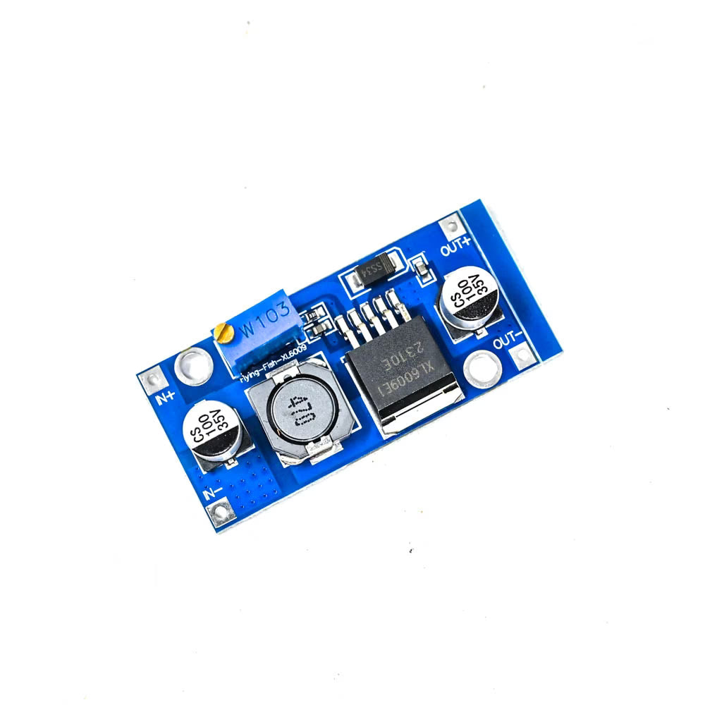 Electronic circuit board with components on a white background