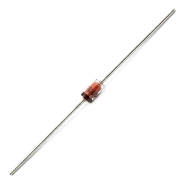 Zener diode highlighting the small glass axial package and the black cathode band marking.