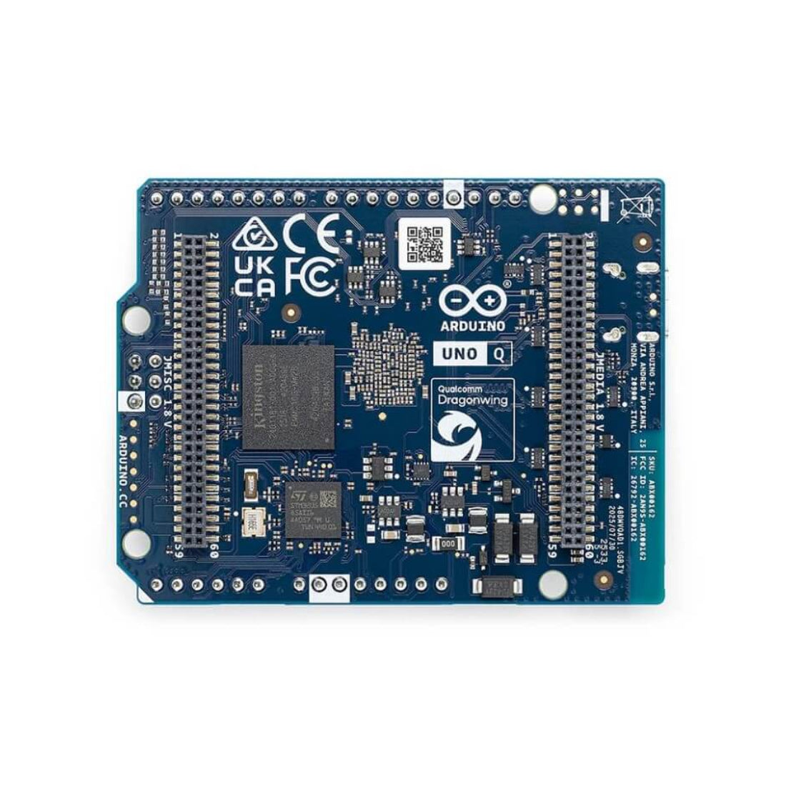 Electronic circuit board with various components on a white background