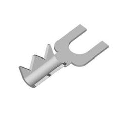 SE062 small open crimping lug, highlighting the silver-plated brass construction and open barrel design for wire crimping.