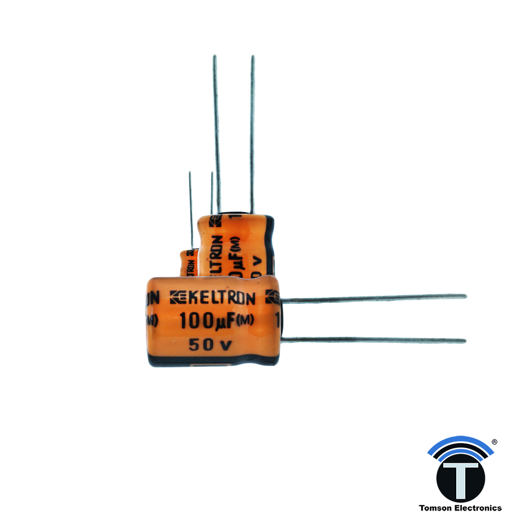 KELTRON 100 uF/50V V Radial Electrolytic Capacitor TOMSON ELECTRONICS