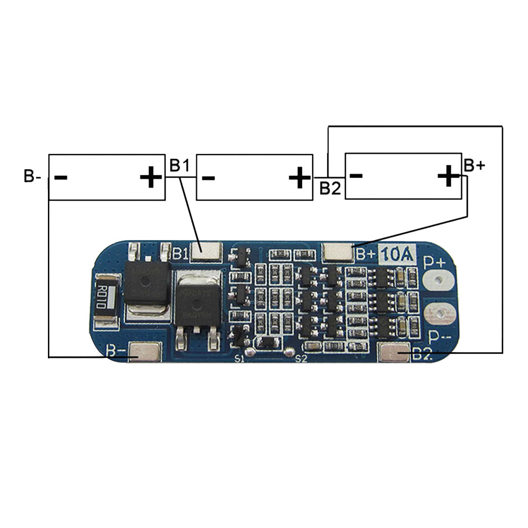 BMS 3S 10A 12V 18650 Lithium Battery Charger Protection Module Circuit Diagram Connection Diagram 