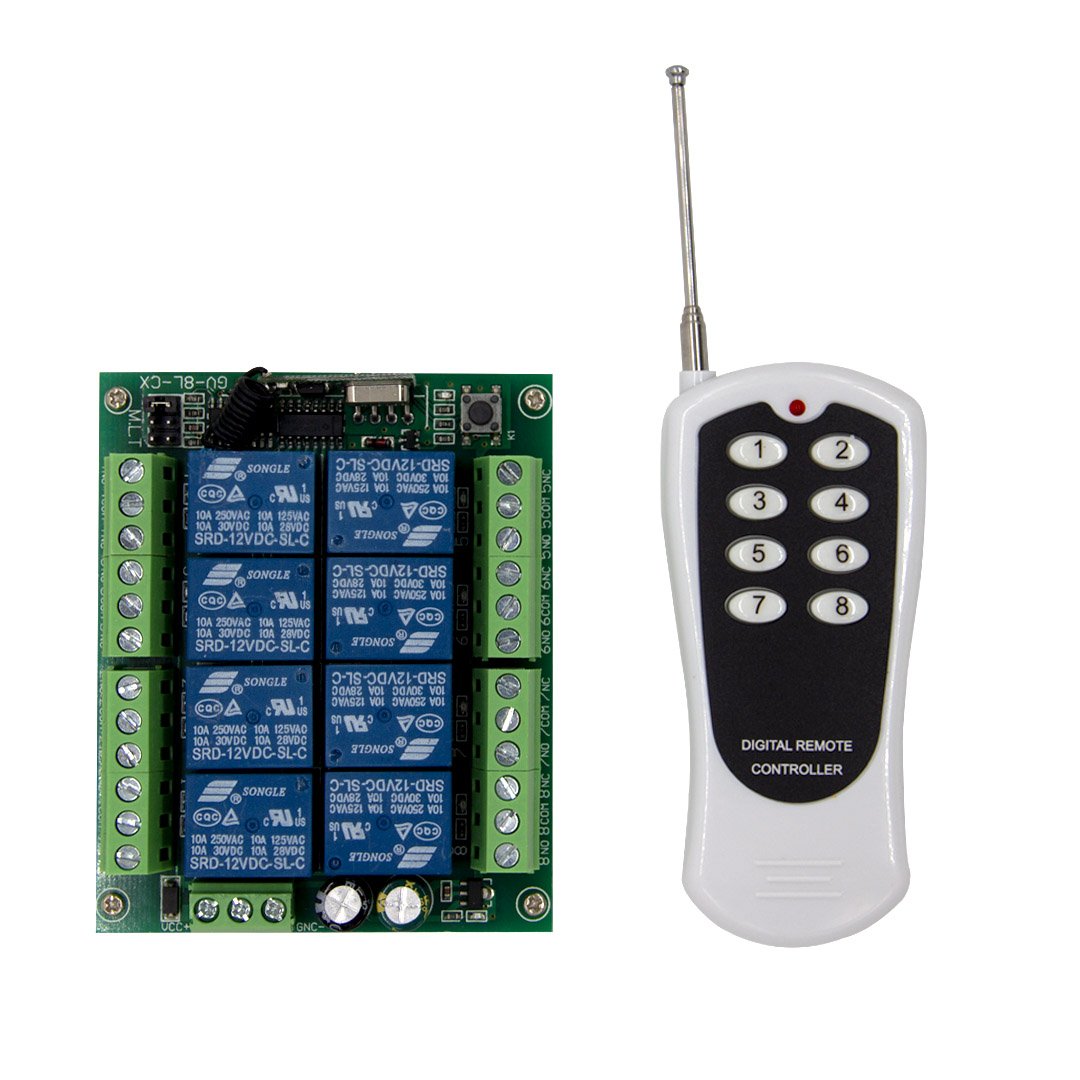 8 Channel Relay Module 12V DC 433MHz Wireless Remote Control RF Transmitter Receiver
