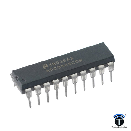 The ADC0838 series are 8-bit successive approximation A/D converters with a serial I/O and configurable input multiplexers with up to 8 channels.