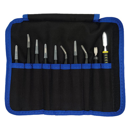 Anti Static Stainless Steel ESD Tweezer Set of 10 Pcs