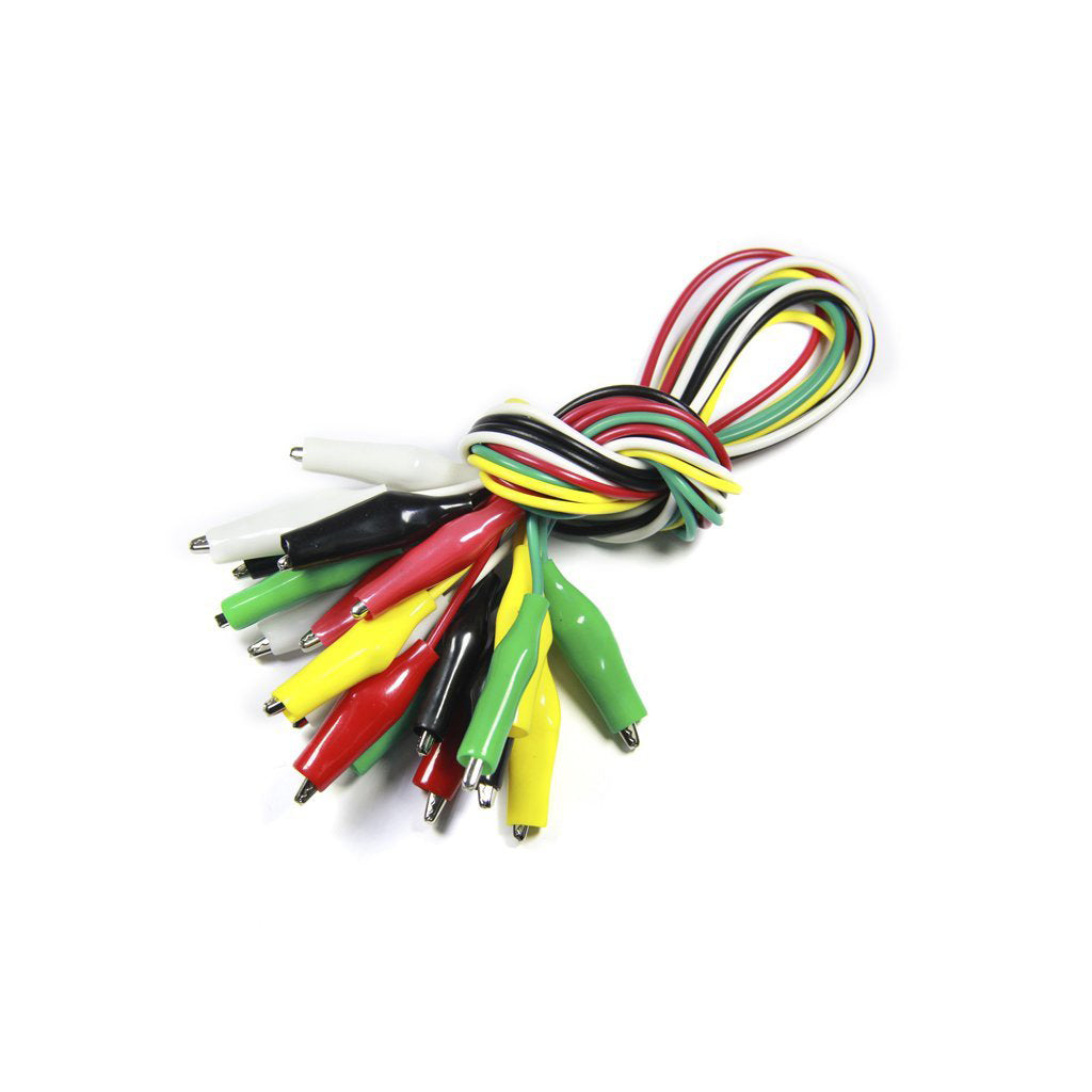 Multicolored Double Ended Alligator Clips with Wire (Pack of 10