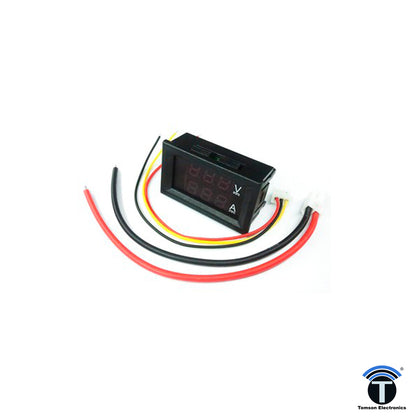 Digital VoltMeter / Ammeter DC 0-100V 10A Dual LED Red Blue panel
